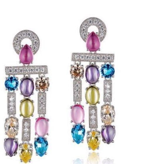 Tara Multi Stone Silver Pendant Set