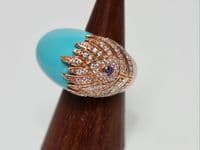 Tomi Coloured Stone Rose Plated Ring