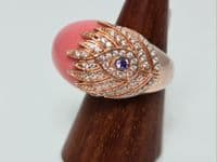 Tomi Coloured Stone Rose Plated Ring