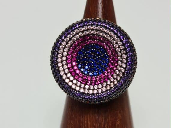 Zoe Round Multi Stone Rose Gold Ring