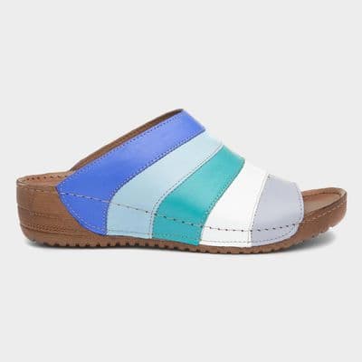 Adesso Eva Women's Leather Mule Sandals - Waves