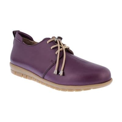 Adesso Sarah Women's Leather Shoe with Elasticated Lace/Toggle - Plum