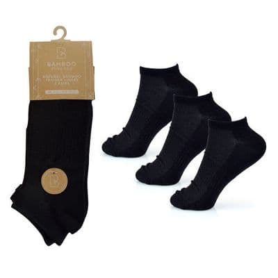 Bamboo Threads Men's Arch Support Trainer Socks - Black