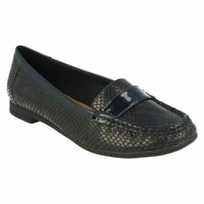 Clarks Atomic Lady Women's Loafer Shoe - Navy Combi Synthetic D
