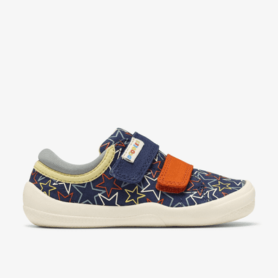 Clarks Briley Fly Boys Toddler Canvas Shoe - Blue Combi G