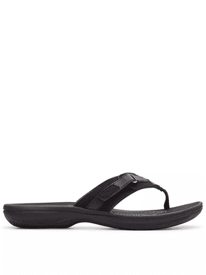 Clarks Brinkley Sea Women's Toe Post Sandal - Black/Black D