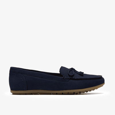 Clarks Elliotte Sail Women's Loafer Shoe - Navy Nubuck D
