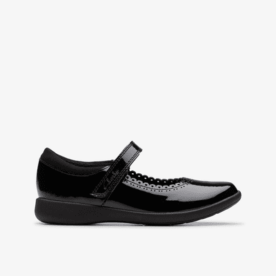 Clarks Etch Pure Kid's School Shoe - Black Patent