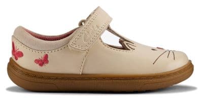 Clarks Flash Ears Toddler T-Bar Shoe - Off White