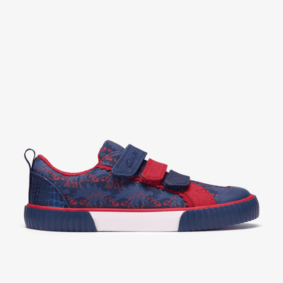 Clarks Foxing Tri Kids Boys Casual Shoe - Navy/Red G