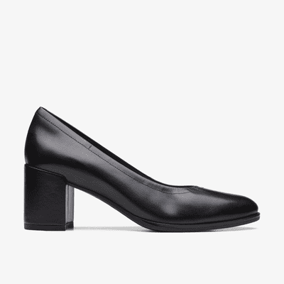 Clarks Freva 55 Court Women's Heels - Black Leather