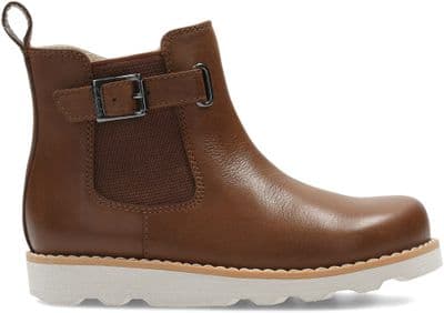Clarks Girls Casual Boots - Crown Art Toddler Tan Leather
