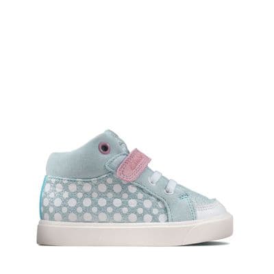 Clarks Girls Casual High Top Sneakers - City Pop Toddler Light Blue Combi