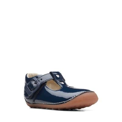 Clarks Girls Leather Shoe Tiny Beat - Navy Patent