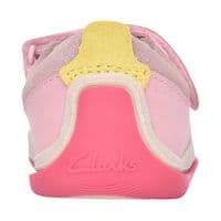 Clarks Girls Pre-Walker T-Bar Shoes - Roller Bright Dusty Pink