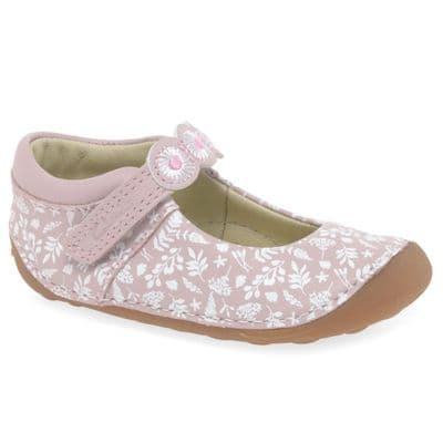 Clarks Girls Pre-Walker T-Bar Shoes - Tiny Flora Pink