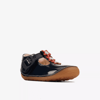 Clarks Girls Pre-Walker T-Bar Shoes - Tiny Flower Navy Patent