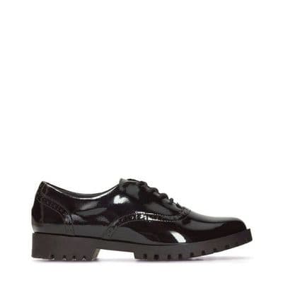 Clarks Girls School Shoe - Agnes Millie Junior Black Patent