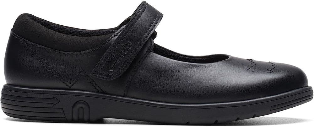 Clarks Girls School Shoes Jazzy Jig K Black Leather clarks-girls-school-shoes-jazzy-jig-k-black-leather