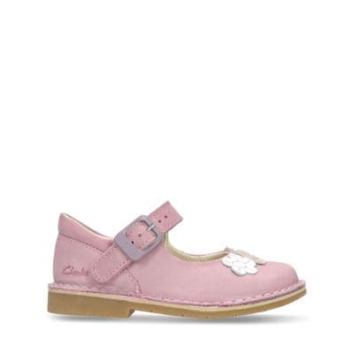 Clarks Girls Shoes - Comet Gem Toddler Dusty Pink Leather