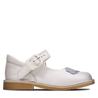 Clarks Girls Shoes - Comet Gem Toddler White Leather