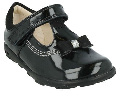 Clarks Girls T-Bar Shoes - Ella Ruby Black
