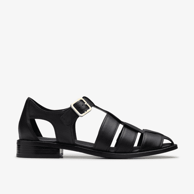 Clarks Hana Sun Women's Fisherman Style Sandal - Black Leather D