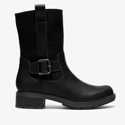 Clarks Hearth Mid Women's Mid Calf Boot - Black Leather D
