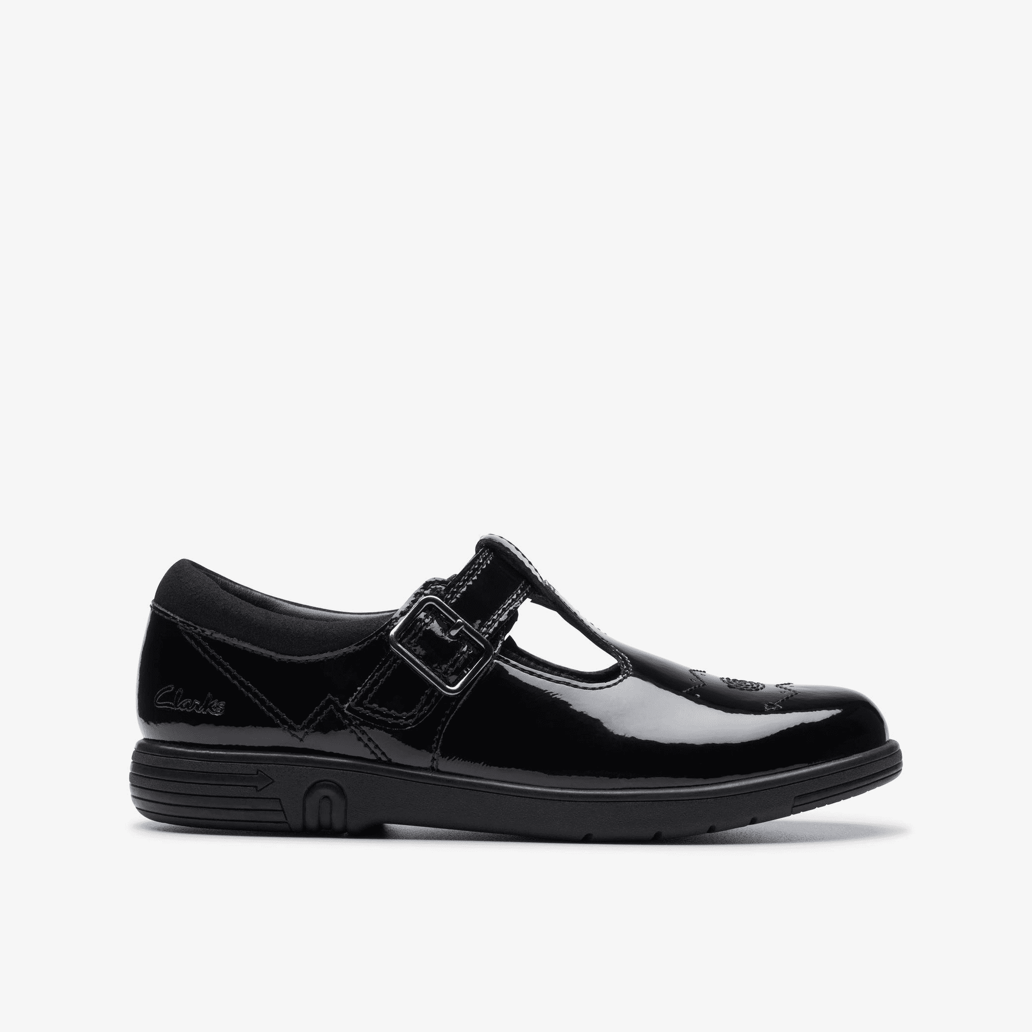 Clarks Jazzy Tap Kids Girls School Shoe - Black Patent
