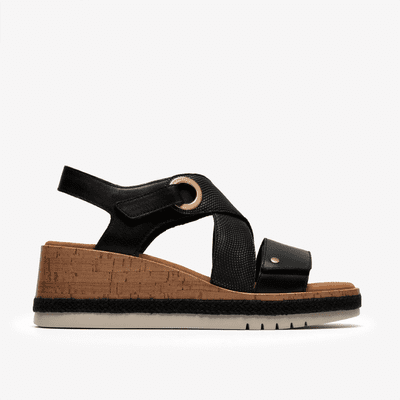 Clarks Kidiki Sun Women's Wedge Sandal - Black Combi D