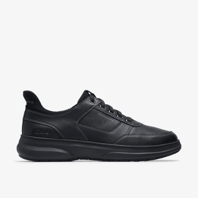 Clarks Mullan Easy Men's Casual Lace-Up Trainer - Black Leather H