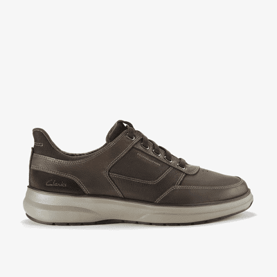 Clarks Mullan Easy Men's Casual Lace-Up Trainer - Dark Brown Leather H