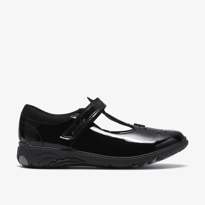 Clarks Relda Magic Kids T-Bar Shoe - Black Patent
