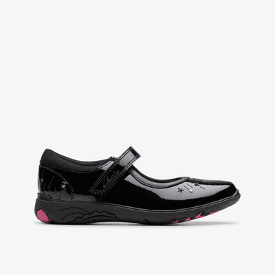 Clarks Relda Wish Kids School Shoe - Black Patent