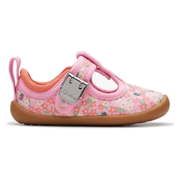 Clarks Roamer Bloom T Girls First Shoes Pink Print