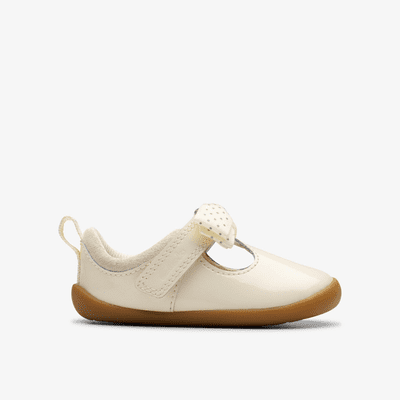 Clarks Roamer Trim Toddler Girls T-Bar Shoe - Off-White F