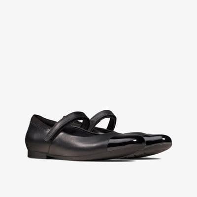 Clarks Scala Gem Kid's School Shoe - Black Leather G