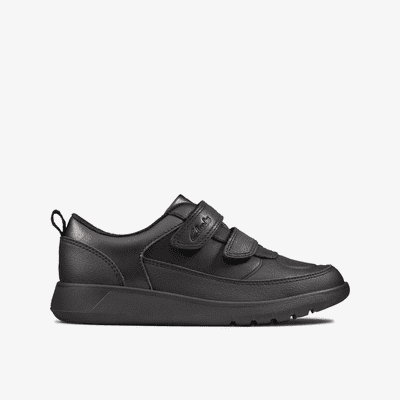 Clarks Scape Flare Kid's Leather School Shoe - Black