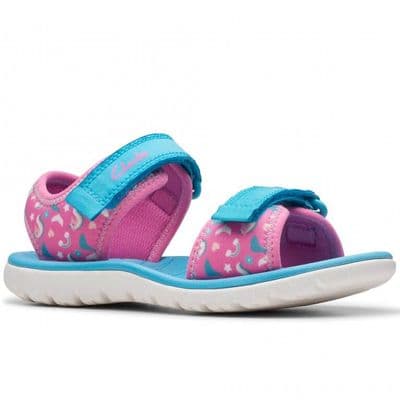 Clarks Surfing Tide K Girls Touch Close Sandals - Hot Pink