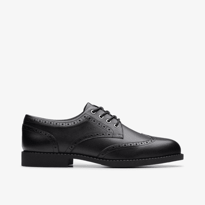 Clarks Tapa Pure Youth School Shoe - Black Leather