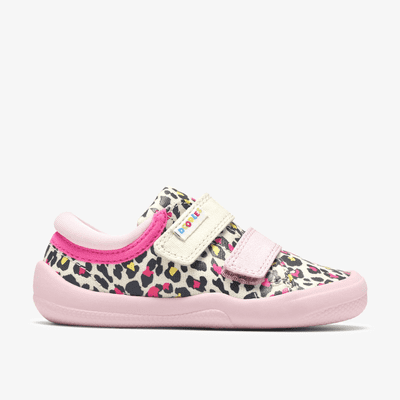 Clarks Toddler Briley Fly Girls Riptape Canvas Shoe - Multicolour G