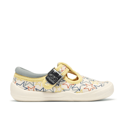 Clarks Toddler Briley Way Girls T-Bar Shoe - Cotton Combi F