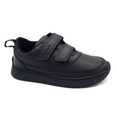 Clarks Vibrant Glow Kids School Shoe - Black Leather F Width