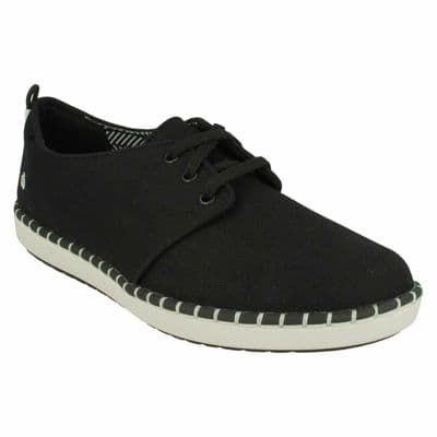 Clarks Women's Lace-up Espadrille Style Shoe - Step Glow Lace Black D