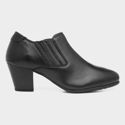 Comfort Plus Women's Wide Fitting Leather Heeled Shoe - Lucia Black