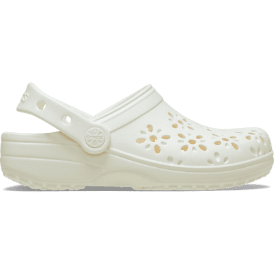 Crocs Classic Floral Cut Out Clog - Chalk