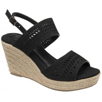 Dunlop Cece Women's Espadrille Wedge Sandal - Black