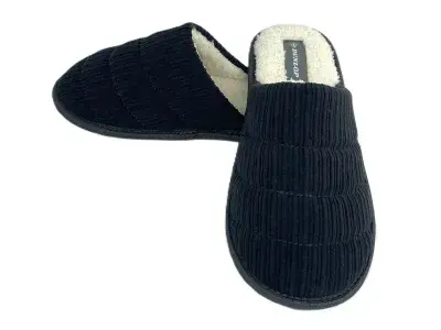 Dunlop Men's Quilted Cord Mule Slipper - Black