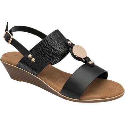 Dunlop Raquel Women's Wedge Sandal - Black