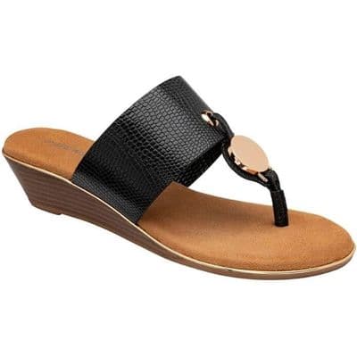 Dunlop Terasa Women's Toe Post Wedge Sandal - Black